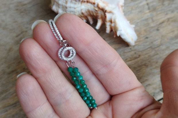 Cercei onix verde, argint rodiat