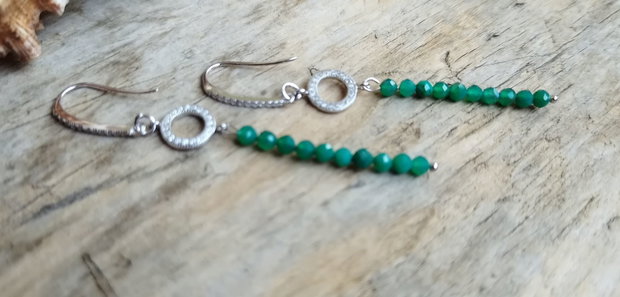 Cercei onix verde, argint rodiat