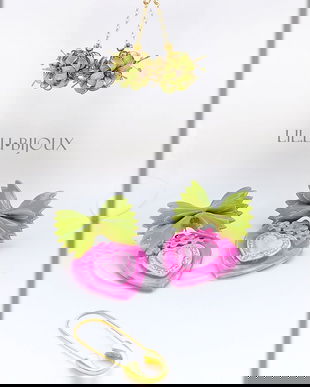 Cercei 3 in1, Handmade Farfalle Pasta Pop Bijuterii Unicat LIL.LU.BIJOUX