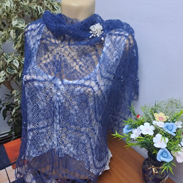 Șal mohair cu perlute