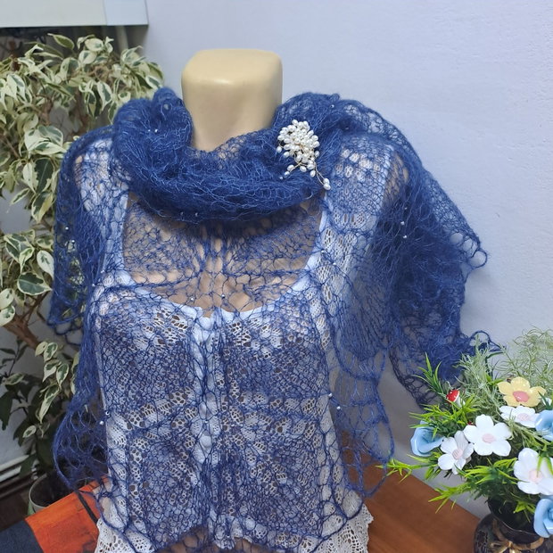 Șal mohair cu perlute