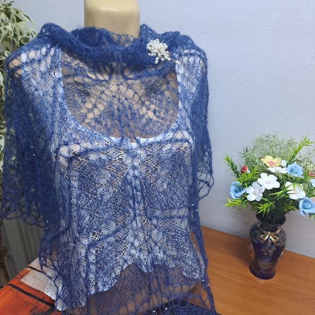 Șal mohair cu perlute
