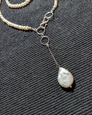 Colier argint perle naturale de cultura baroc oval picatura închidere frontala boho chic trendy -Transport gratuit