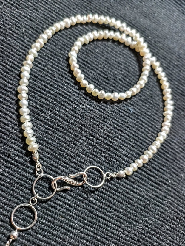 Colier argint perle naturale de cultura baroc oval picatura închidere frontala boho chic trendy -Transport gratuit