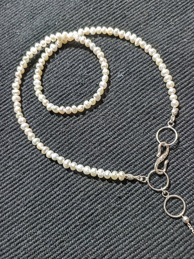 Colier argint perle naturale de cultura baroc oval picatura închidere frontala boho chic trendy -Transport gratuit