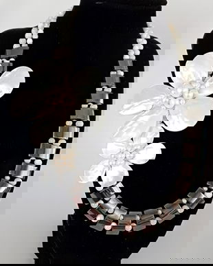 Colier din sidef ,perle si hematit