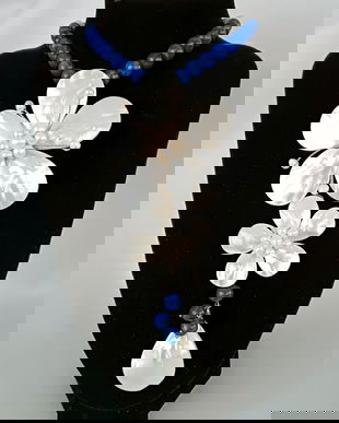 Colier din perle de cultura si lapis lazuli