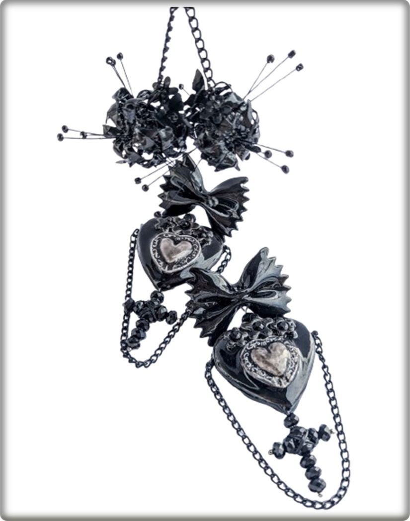 Cercei 3 in1, Farfalle Noir Pop Bijuterii Unicat LIL.LU.BIJOUX