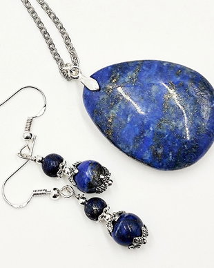 Set colier si cercei cu lapis lazuli si accesorii argintii, 4561