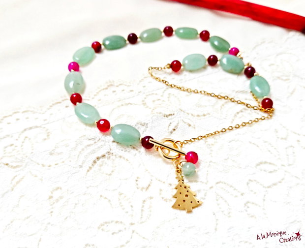 Colier cu bradut aventurin si agate