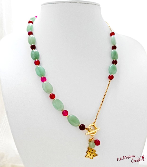 Colier cu bradut aventurin si agate
