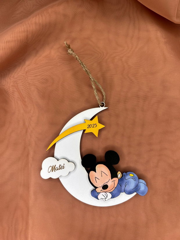 Glob craciun personalizat Mickey Mouse 3D cu nume