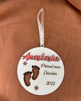 Primul meu Craciun glob personalizat cu nume si an