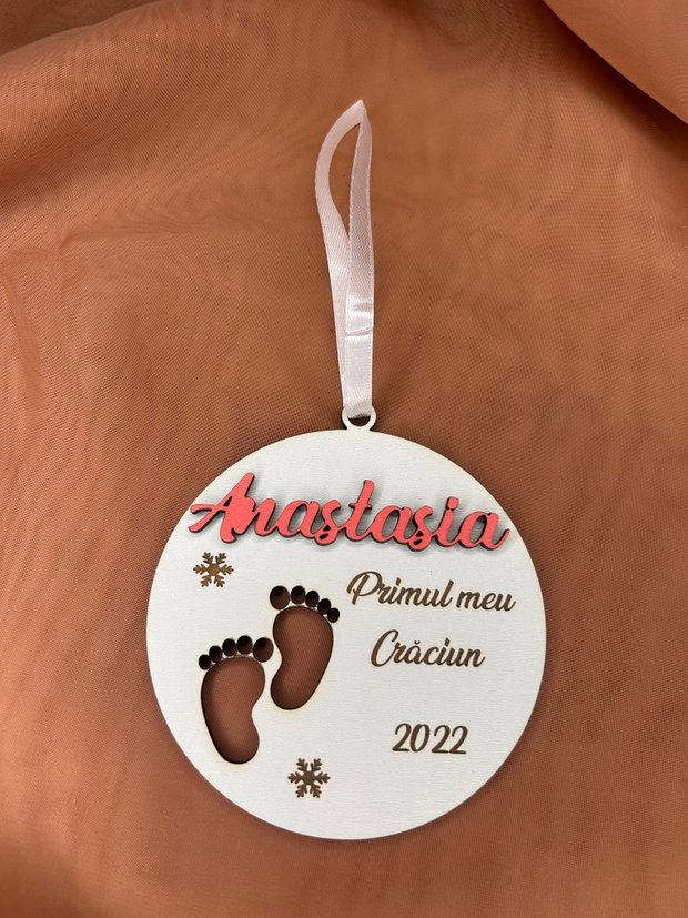 Primul meu Craciun glob personalizat cu nume si an