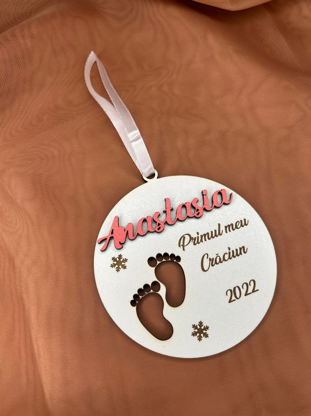 Primul meu Craciun glob personalizat cu nume si an