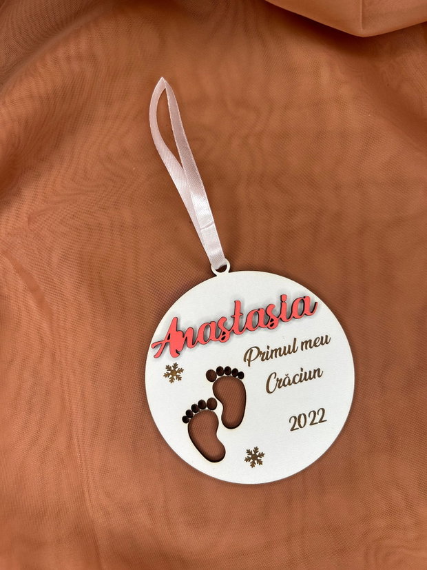 Primul meu Craciun glob personalizat cu nume si an