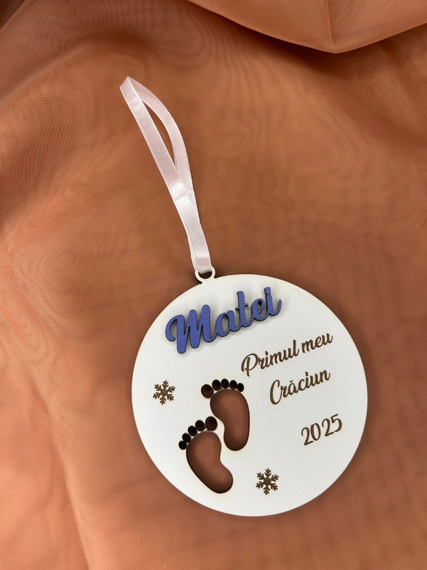 Primul meu Craciun glob personalizat cu nume si an