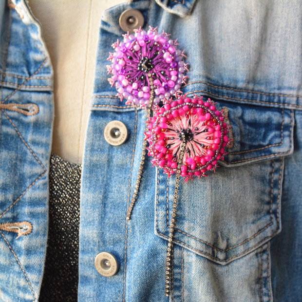 Brose papadie margele mov roz fuchsia