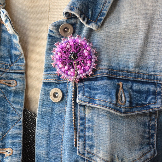 Brose papadie margele mov roz fuchsia