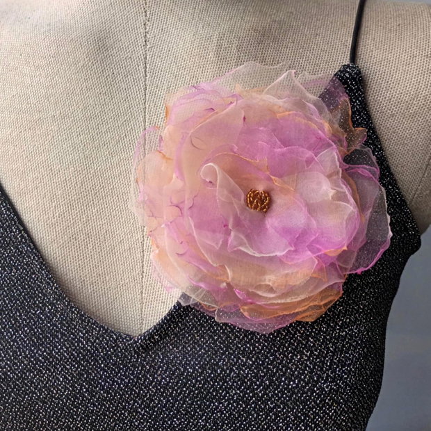 Brosa floare organza ombre multicolor
