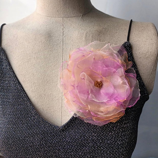 Brosa floare organza ombre multicolor