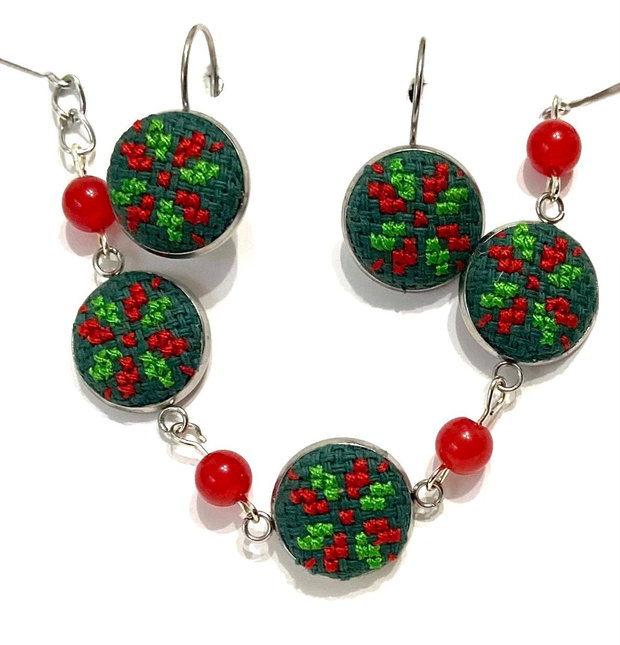 Set bratara si cercei cu broderie manuala