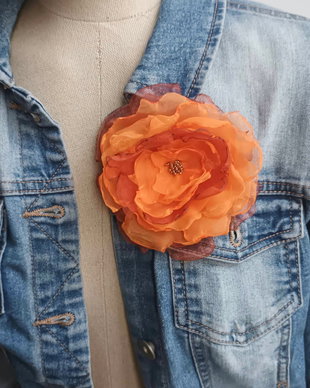 Brosa floare organza portocalie
