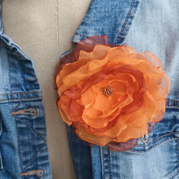 Brosa floare organza portocalie