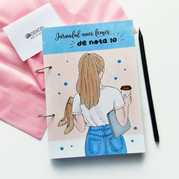 Agenda pictata manual Jurnalul unei femei de nota 10 personalizata cu text