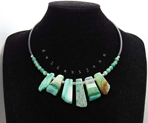 Colier handmade unicat - agate naturale (cod1359)