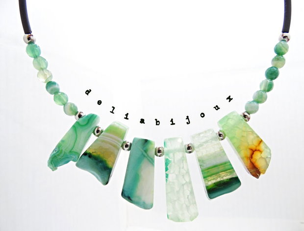 Colier handmade unicat - agate naturale (cod1359)