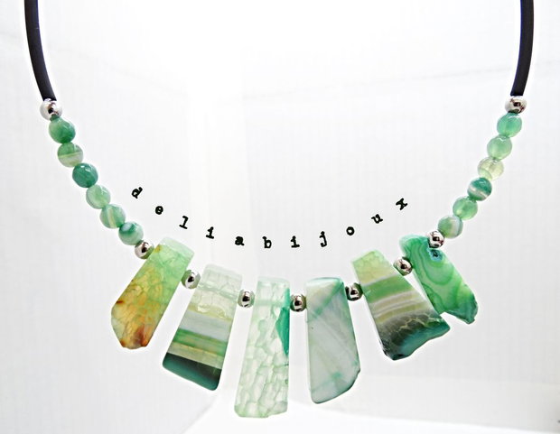 Colier handmade unicat - agate naturale (cod1359)