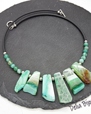 Colier handmade unicat - agate naturale (cod1359)