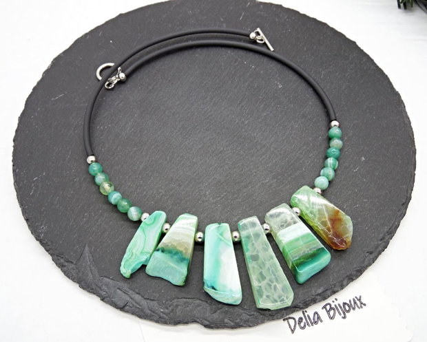 Colier handmade unicat - agate naturale (cod1359)