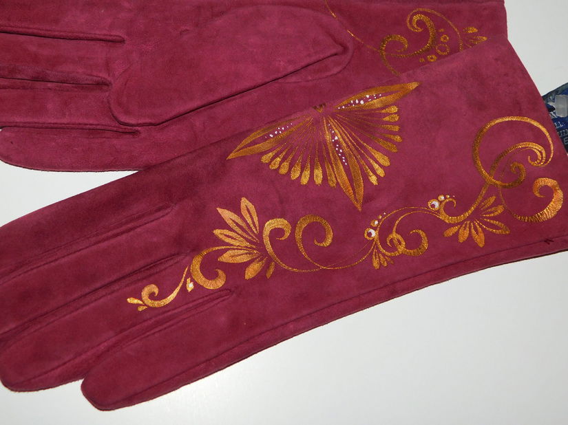 Esarfa noua,  deosebita ,  casmir cu matase naturala , manusi noi nubuk , pictate manual