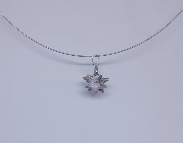 Pandantiv unicat din argint pur, steaua nordului incluzand un cristal cubic zirconia stea transparent