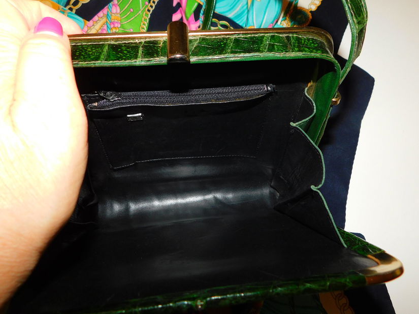 Poseta vintage piele exotica,  tip caseta ,   esarfa noua Codello, cadou