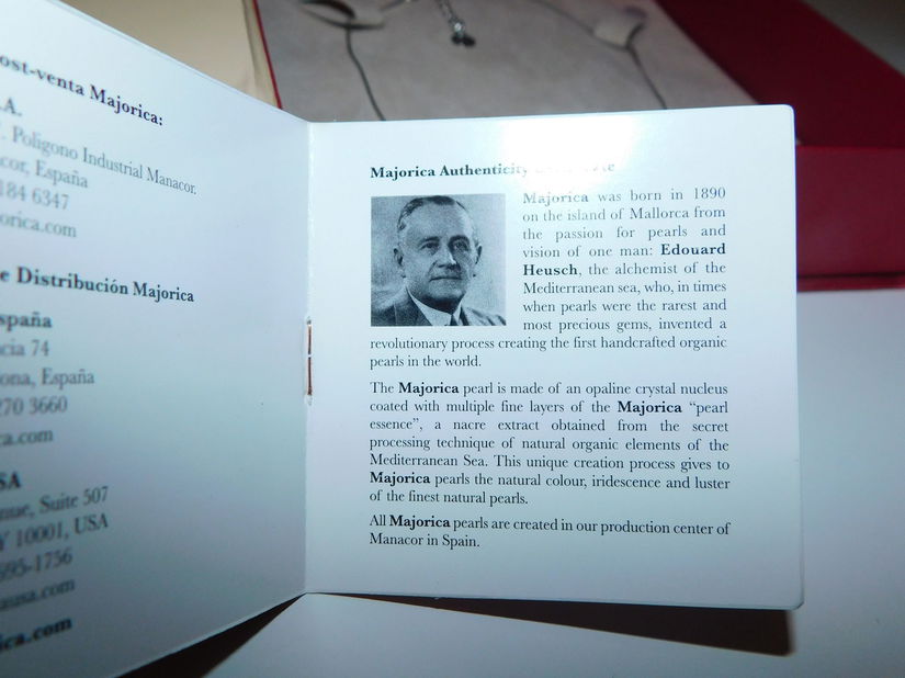 MAJORICA -Lant cu pandantiv argint 925 rodiat  si perla Majorica( Spania)