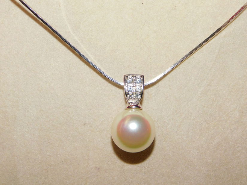 MAJORICA -Lant cu pandantiv argint 925 rodiat  si perla Majorica( Spania)