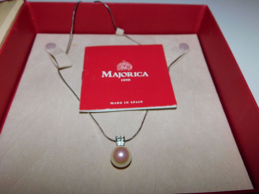 MAJORICA -Lant cu pandantiv argint 925 rodiat  si perla Majorica( Spania)