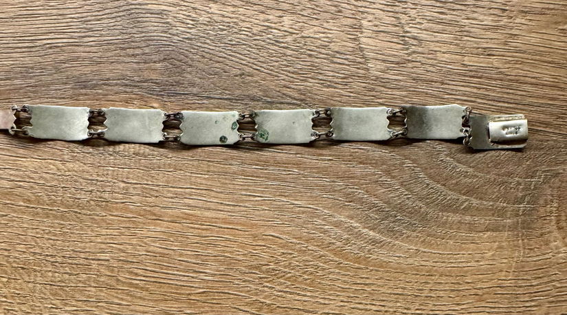 VINTAGE SIAM SILVER NIELLO BRATARA RARA ARGINT EMAIL GRAVURA MANUALA 1910/1920