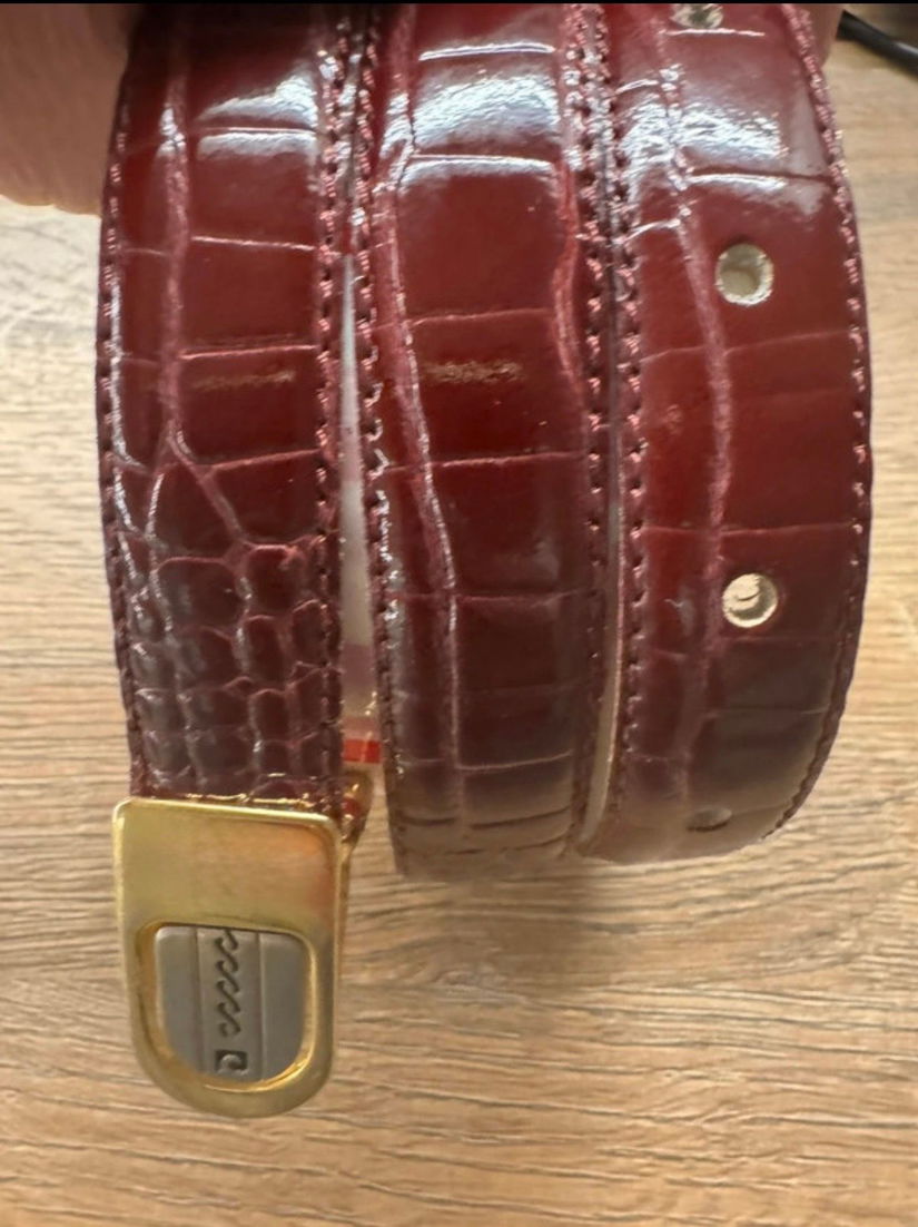 CUREA PIERRE CARDIN ORIGINALA PIELE NATURALA LACUITA STAMP CROCO