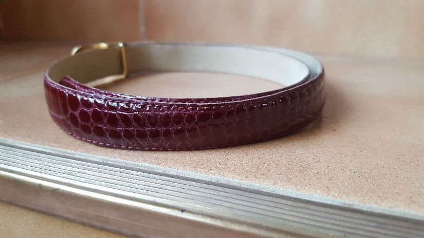 CUREA PIERRE CARDIN ORIGINALA PIELE NATURALA LACUITA STAMP CROCO