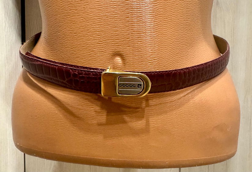 CUREA PIERRE CARDIN ORIGINALA PIELE NATURALA LACUITA STAMP CROCO