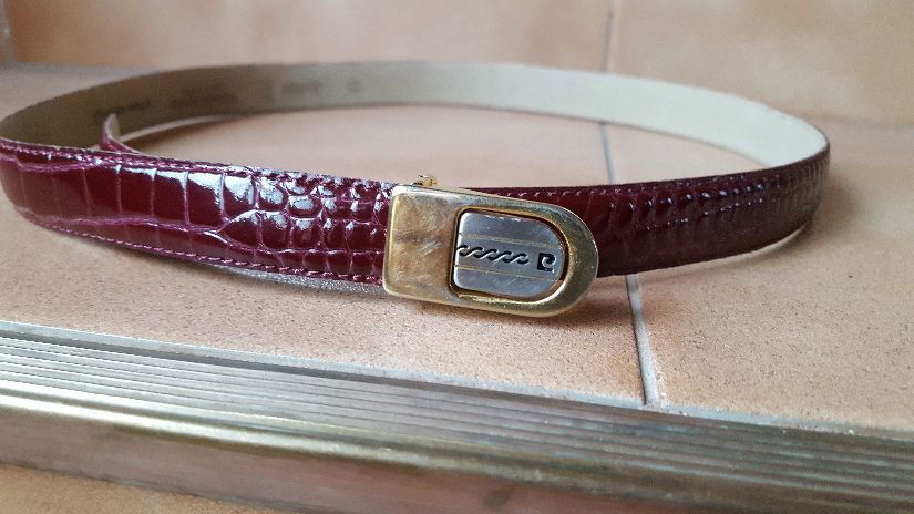 CUREA PIERRE CARDIN ORIGINALA PIELE NATURALA LACUITA STAMP CROCO