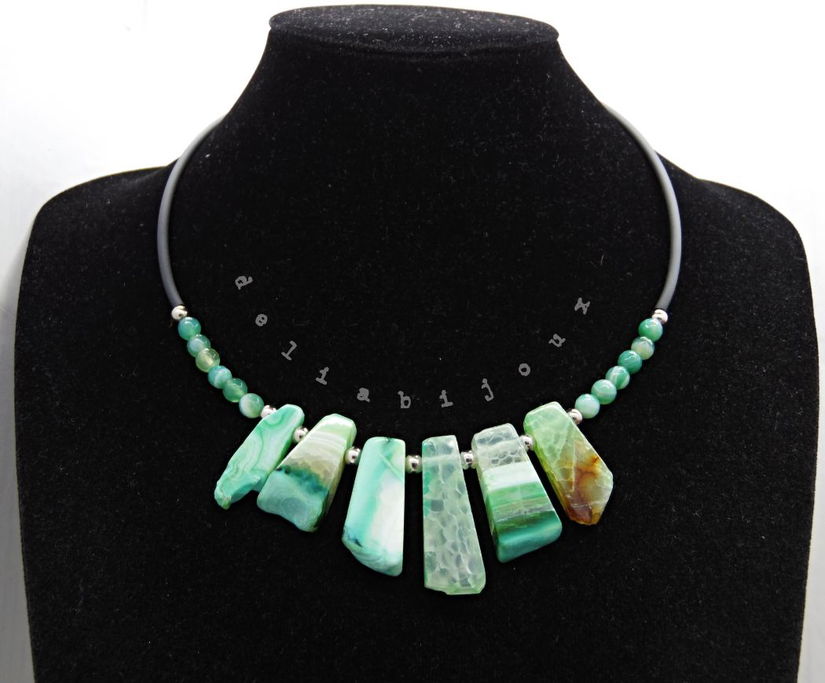 Colier handmade unicat - agate naturale (cod1359)