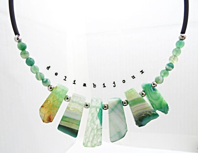 Colier handmade unicat - agate naturale (cod1359)