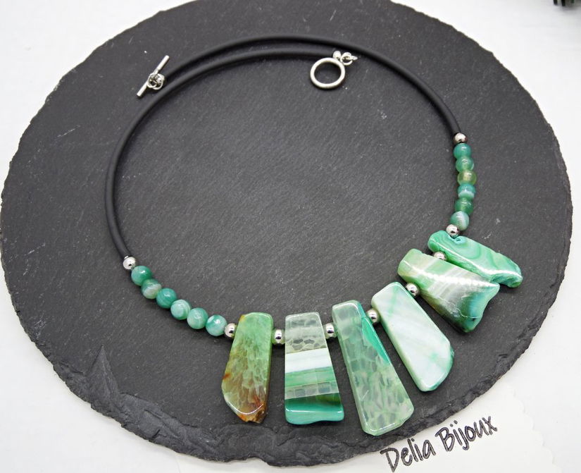 Colier handmade unicat - agate naturale (cod1359)