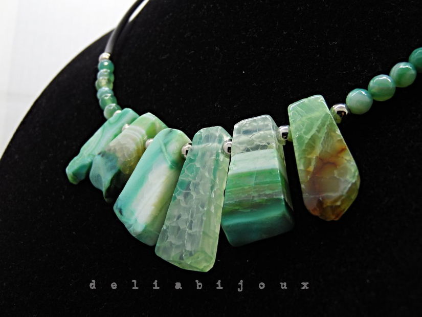 Colier handmade unicat - agate naturale (cod1359)