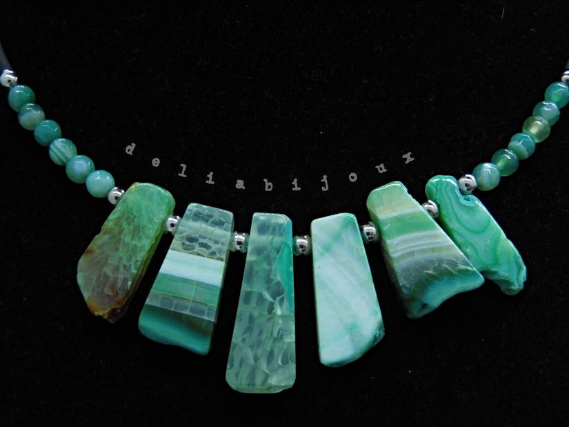 Colier handmade unicat - agate naturale (cod1359)